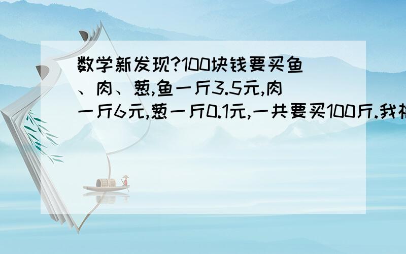 数学新发现?100块钱要买鱼、肉、葱,鱼一斤3.5元,肉一斤6元,葱一斤0.1元,一共要买100斤.我根据矩阵和非其次线