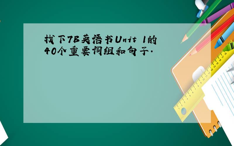 找下7B英语书Unit 1的40个重要词组和句子.