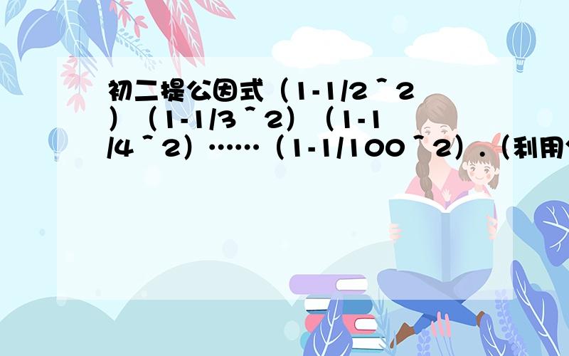 初二提公因式（1-1/2＾2）（1-1/3＾2）（1-1/4＾2）……（1-1/100＾2）.（利用分解因式计算）（请写