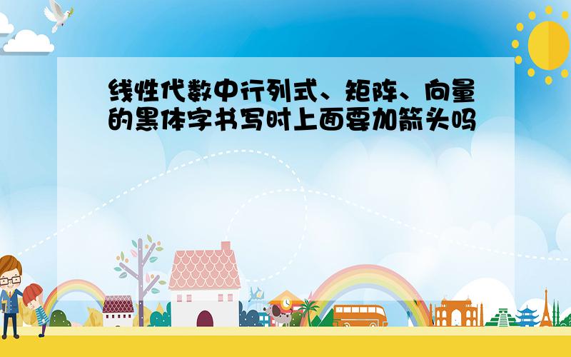 线性代数中行列式、矩阵、向量的黑体字书写时上面要加箭头吗