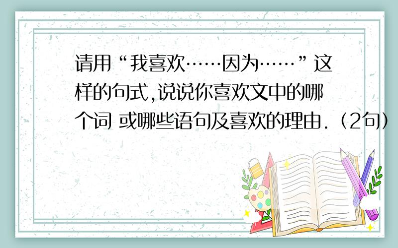 请用“我喜欢……因为……”这样的句式,说说你喜欢文中的哪个词 或哪些语句及喜欢的理由.（2句）