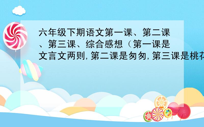 六年级下期语文第一课、第二课、第三课、综合感想（第一课是文言文两则,第二课是匆匆,第三课是桃花心木