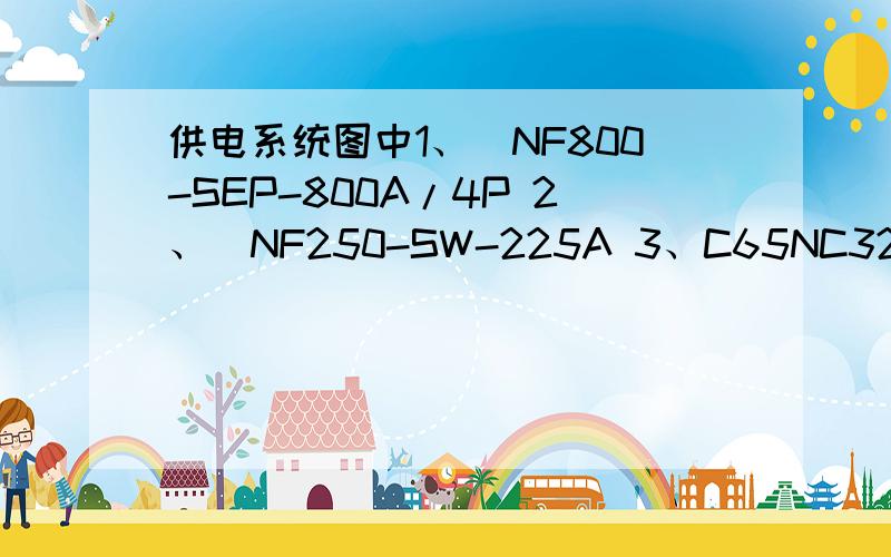 供电系统图中1、（NF800-SEP-800A/4P 2、（NF250-SW-225A 3、C65NC32A/4P是什么