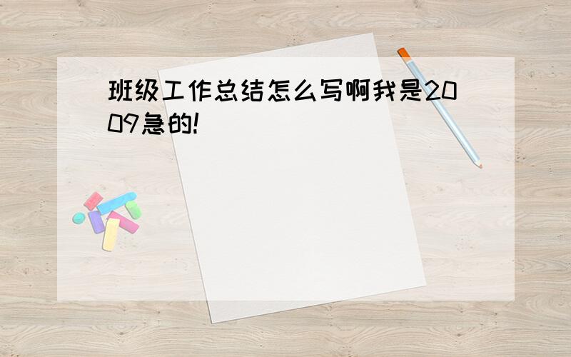 班级工作总结怎么写啊我是2009急的!