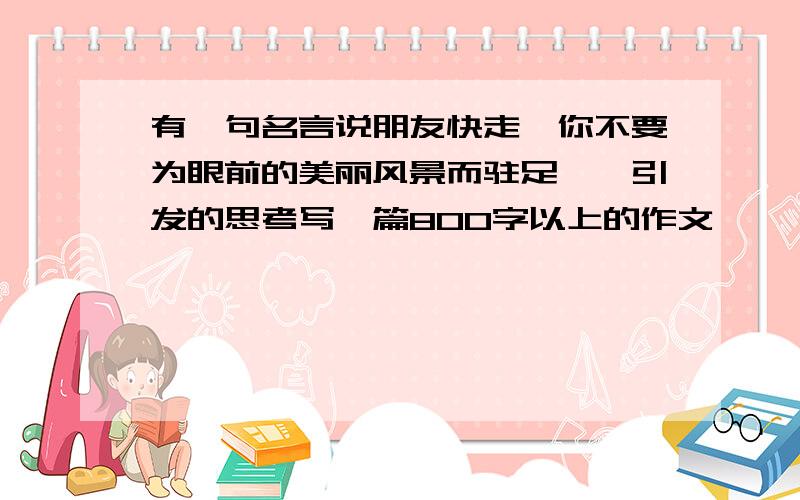 有一句名言说朋友快走,你不要为眼前的美丽风景而驻足……引发的思考写一篇800字以上的作文