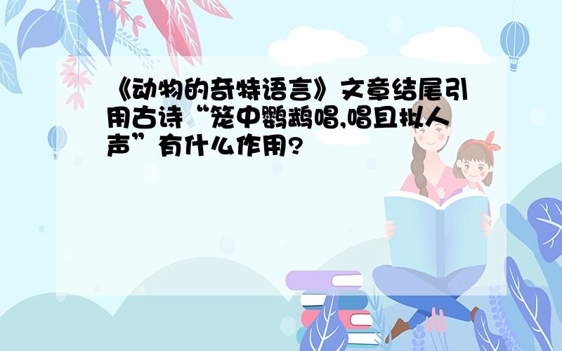 《动物的奇特语言》文章结尾引用古诗“笼中鹦鹉唱,唱且拟人声”有什么作用?