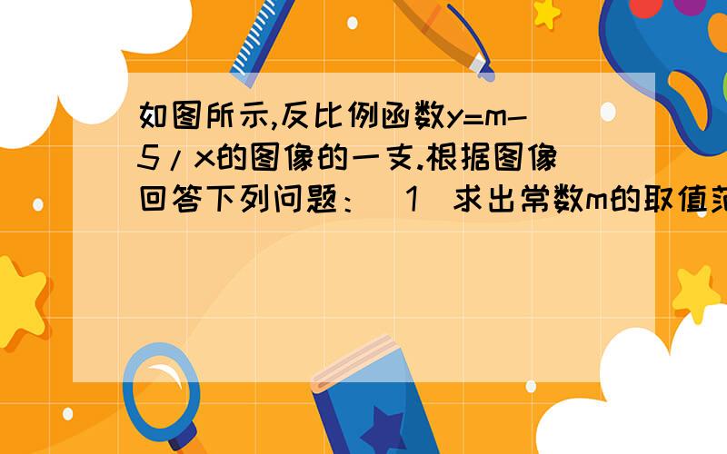 如图所示,反比例函数y=m-5/x的图像的一支.根据图像回答下列问题：（1）求出常数m的取值范围.