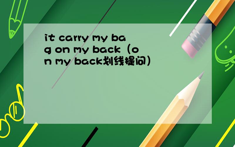 it carry my bag on my back（on my back划线提问）