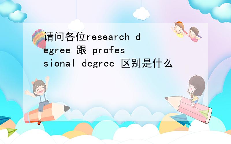 请问各位research degree 跟 professional degree 区别是什么