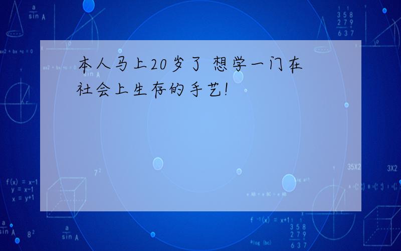 本人马上20岁了 想学一门在社会上生存的手艺!