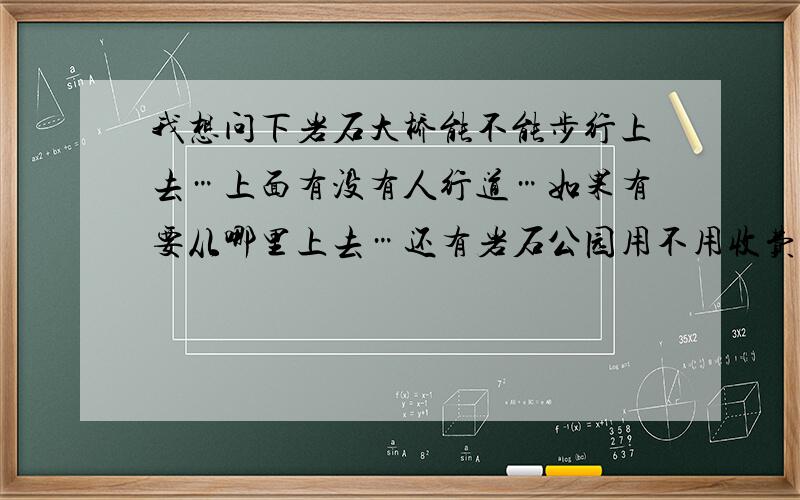 我想问下岩石大桥能不能步行上去…上面有没有人行道…如果有要从哪里上去…还有岩石公园用不用收费…老市区哪边晚上治安怎么样…