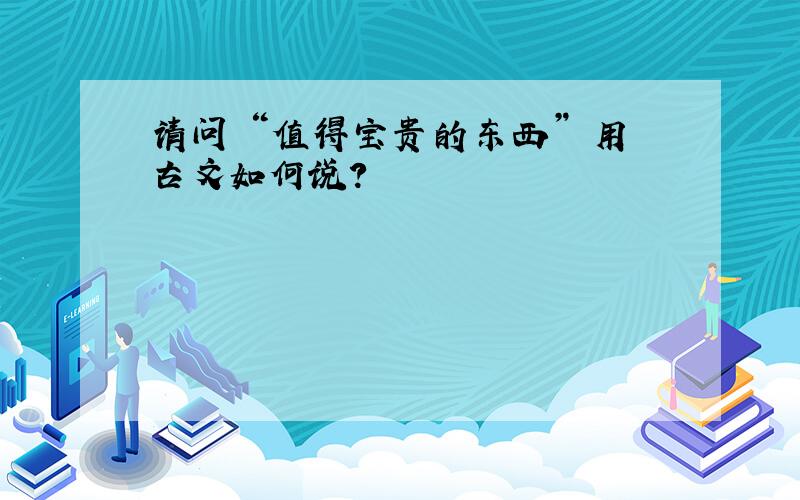 请问 “值得宝贵的东西” 用古文如何说?