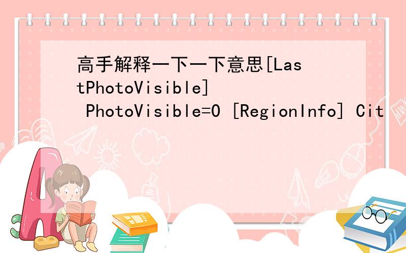 高手解释一下一下意思[LastPhotoVisible] PhotoVisible=0 [RegionInfo] Cit