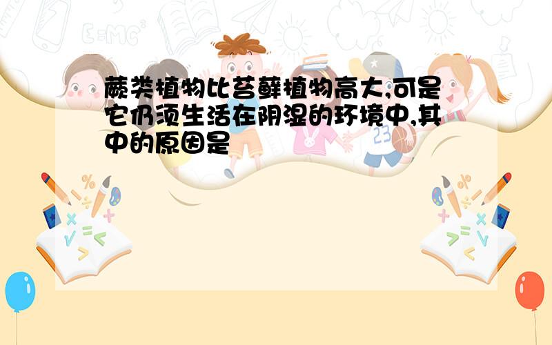 蕨类植物比苔藓植物高大,可是它仍须生活在阴湿的环境中,其中的原因是