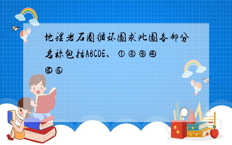 地理岩石圈循环图求此图各部分名称包括ABCDE、①②③④⑤⑥