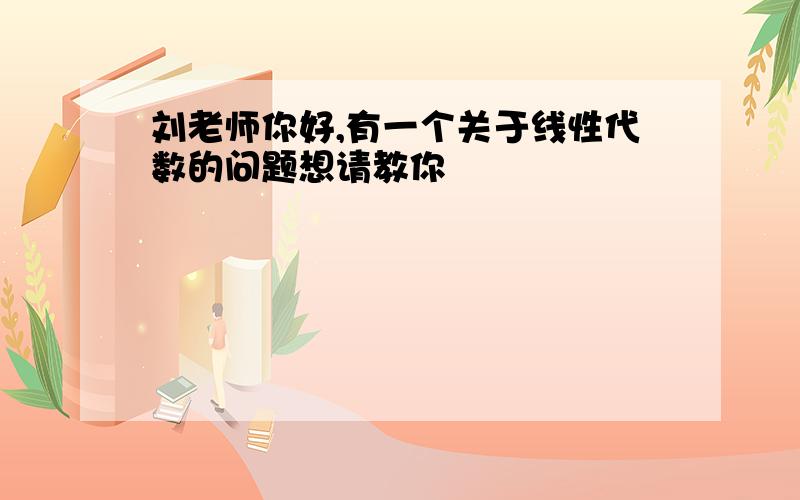 刘老师你好,有一个关于线性代数的问题想请教你