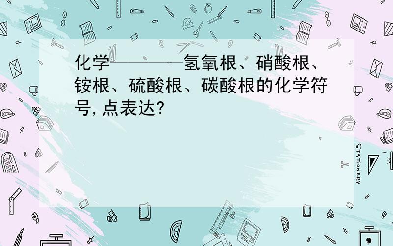 化学————氢氧根、硝酸根、铵根、硫酸根、碳酸根的化学符号,点表达?