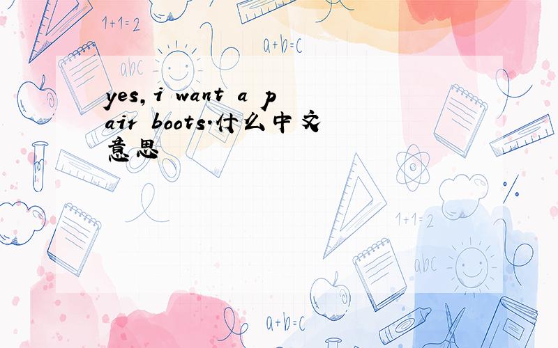 yes,i want a pair boots.什么中文意思