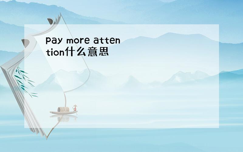 pay more attention什么意思