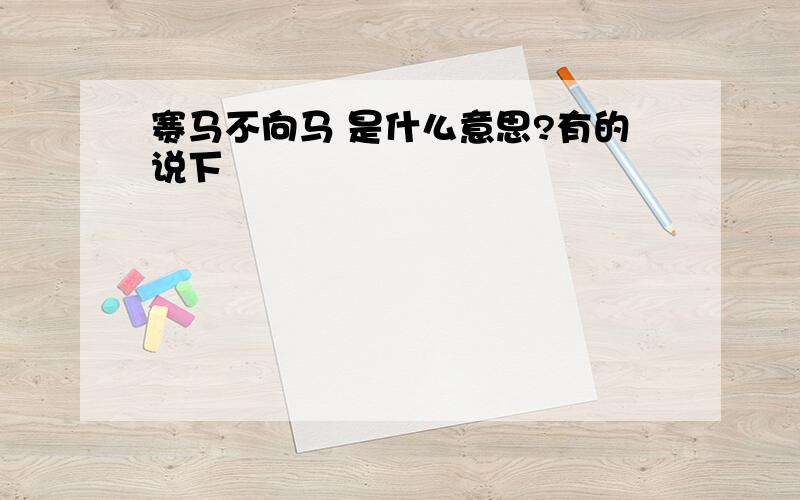 赛马不向马 是什么意思?有的说下