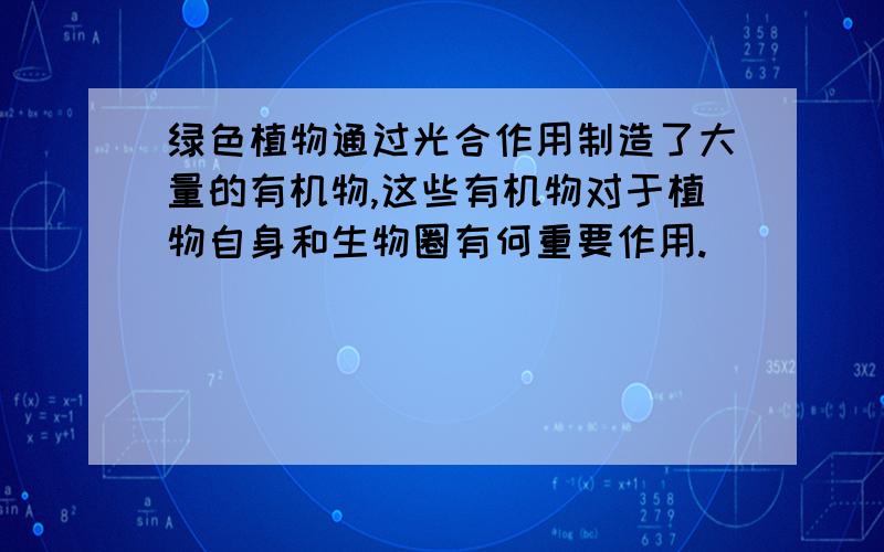 绿色植物通过光合作用制造了大量的有机物,这些有机物对于植物自身和生物圈有何重要作用.