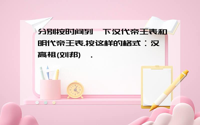 分别按时间列一下汉代帝王表和明代帝王表.按这样的格式：汉高祖(刘邦)→.