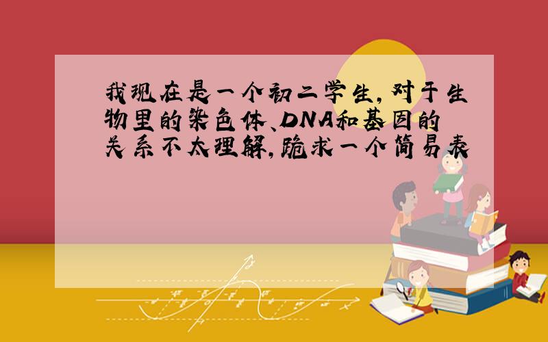 我现在是一个初二学生,对于生物里的染色体、DNA和基因的关系不太理解,跪求一个简易表