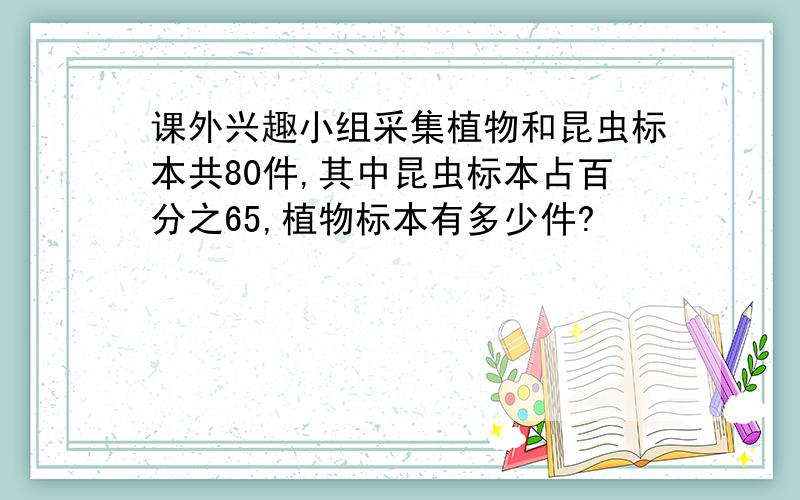 课外兴趣小组采集植物和昆虫标本共80件,其中昆虫标本占百分之65,植物标本有多少件?