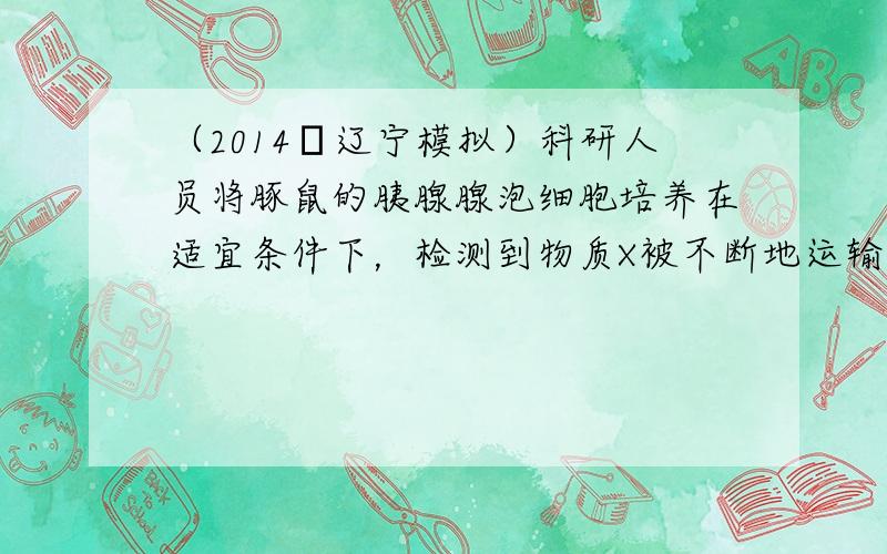 （2014•辽宁模拟）科研人员将豚鼠的胰腺腺泡细胞培养在适宜条件下，检测到物质X被不断地运输到细胞外，且该过程是一个耗能