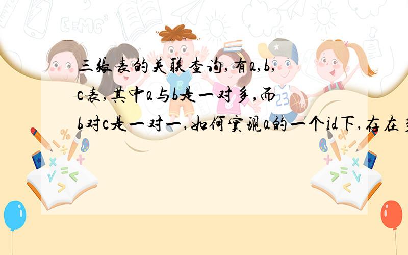 三张表的关联查询,有a,b,c表,其中a与b是一对多,而b对c是一对一,如何实现a的一个id下,存在多个c值