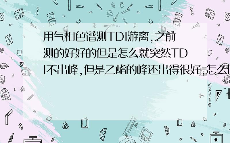 用气相色谱测TDI游离,之前测的好好的但是怎么就突然TDI不出峰,但是乙酯的峰还出得很好,怎么回事?