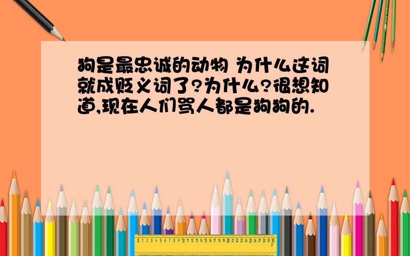 狗是最忠诚的动物 为什么这词就成贬义词了?为什么?很想知道,现在人们骂人都是狗狗的.