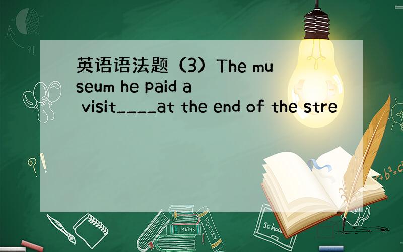 英语语法题（3）The museum he paid a visit____at the end of the stre