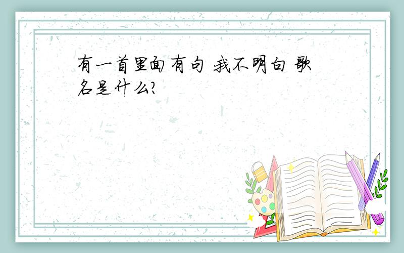 有一首里面有句 我不明白 歌名是什么?