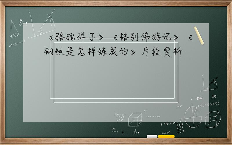 《骆驼祥子》《格列佛游记》《钢铁是怎样练成的》片段赏析