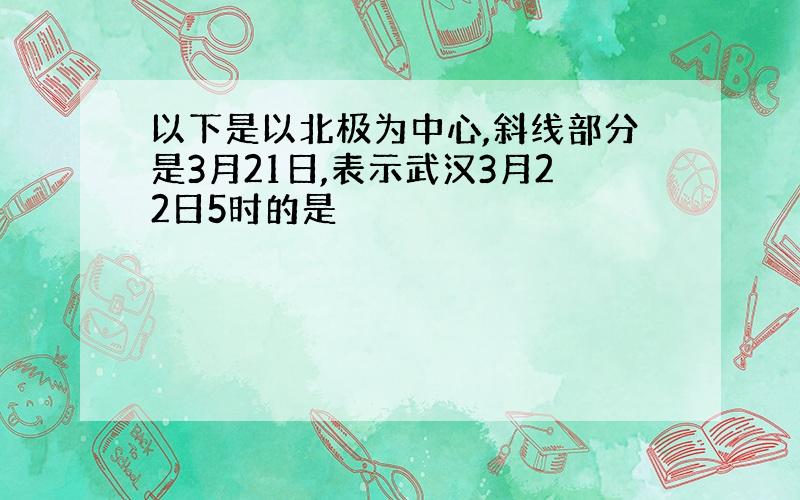 以下是以北极为中心,斜线部分是3月21日,表示武汉3月22日5时的是