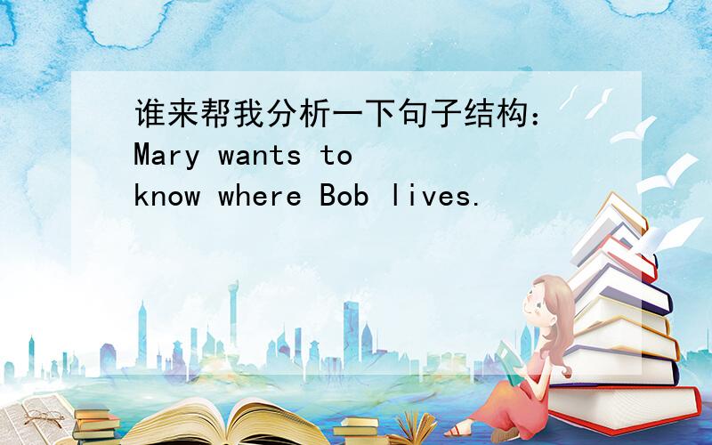 谁来帮我分析一下句子结构： Mary wants to know where Bob lives.