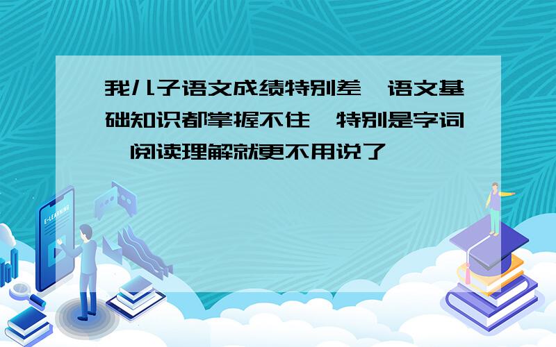 我儿子语文成绩特别差,语文基础知识都掌握不住,特别是字词,阅读理解就更不用说了