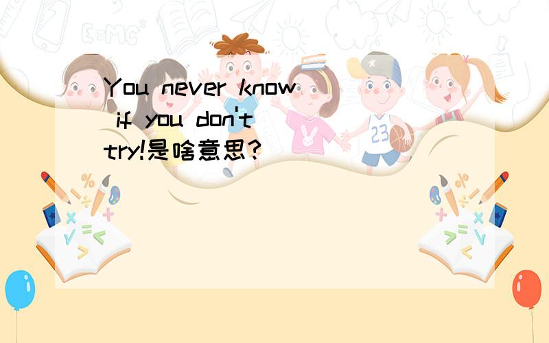 You never know if you don't try!是啥意思?