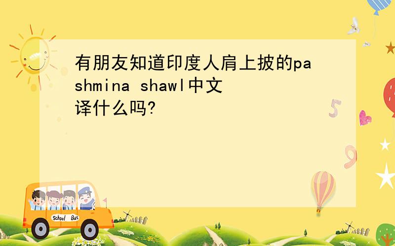 有朋友知道印度人肩上披的pashmina shawl中文译什么吗?