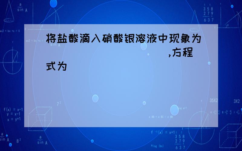 将盐酸滴入硝酸银溶液中现象为___________,方程式为______________________.