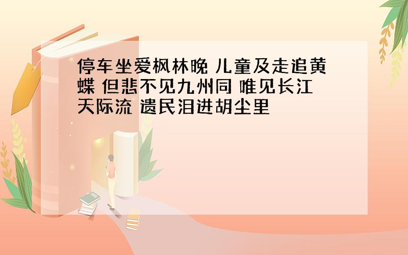 停车坐爱枫林晚 儿童及走追黄蝶 但悲不见九州同 唯见长江天际流 遗民泪进胡尘里