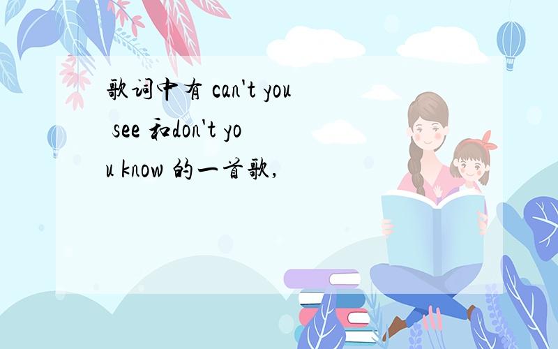 歌词中有 can't you see 和don't you know 的一首歌,