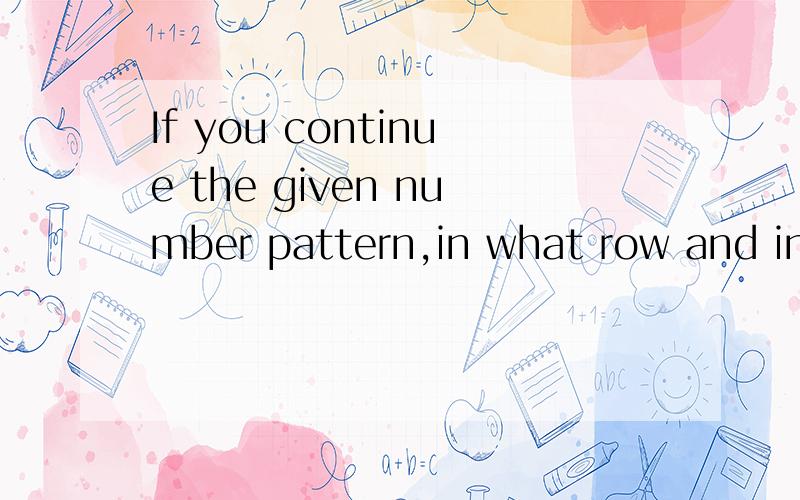 If you continue the given number pattern,in what row and in