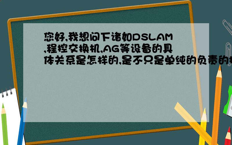 您好,我想问下诸如DSLAM,程控交换机,AG等设备的具体关系是怎样的,是不只是单纯的负责的接入业务不同?