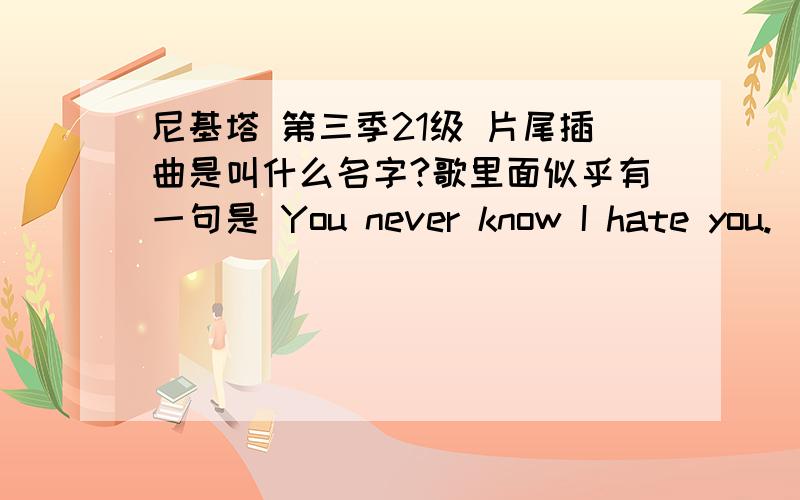 尼基塔 第三季21级 片尾插曲是叫什么名字?歌里面似乎有一句是 You never know I hate you.