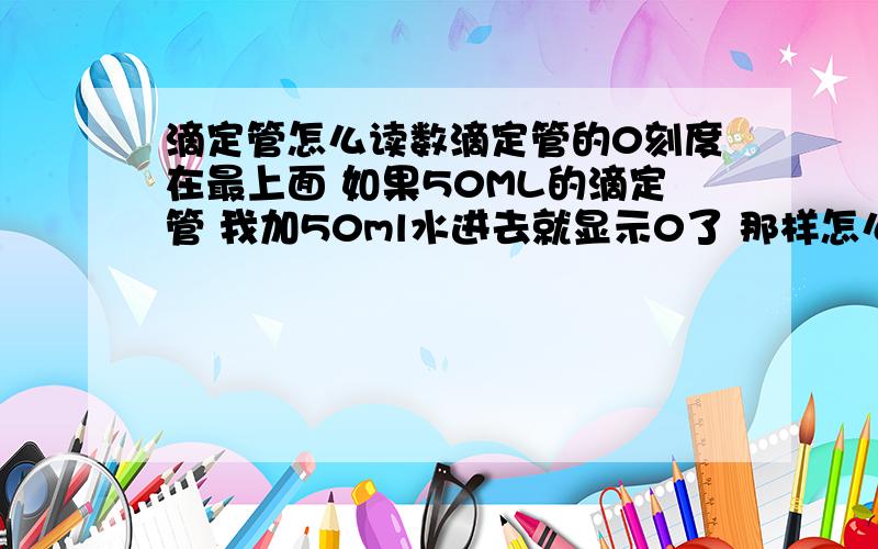 滴定管怎么读数滴定管的0刻度在最上面 如果50ML的滴定管 我加50ml水进去就显示0了 那样怎么读数?