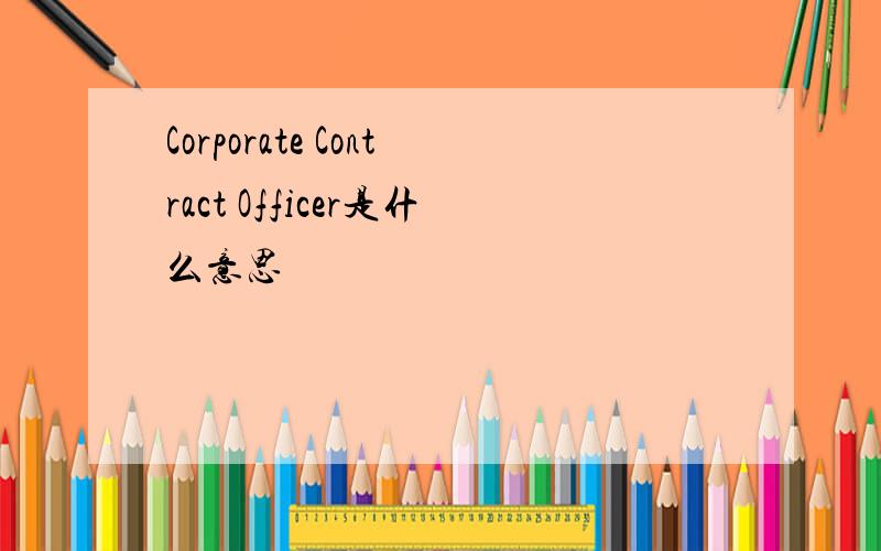 Corporate Contract Officer是什么意思