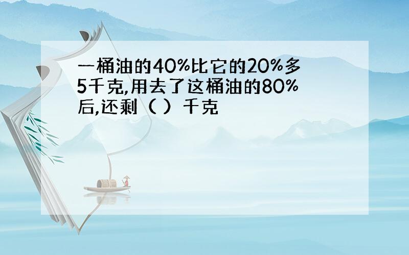 一桶油的40%比它的20%多5千克,用去了这桶油的80%后,还剩（ ）千克