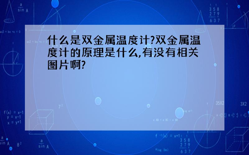 什么是双金属温度计?双金属温度计的原理是什么,有没有相关图片啊?